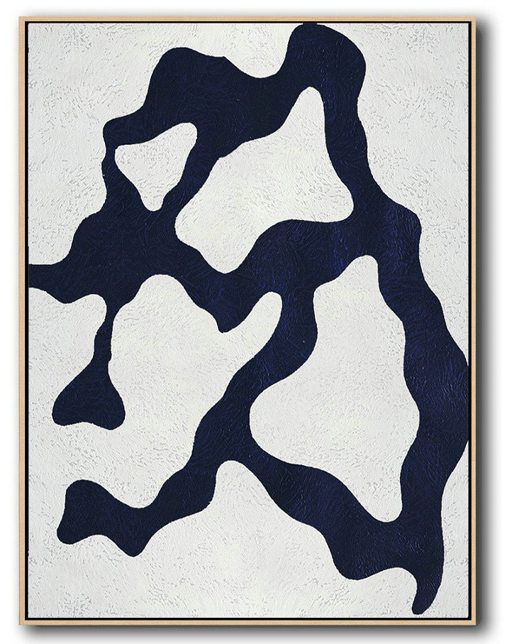 Original Painting Hand Made Large Abstract Art,Buy Hand Painted Navy Blue Abstract Painting Online,Acrylic Painting Large Wall Art